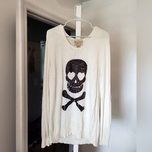 Wildfox Sequin Skull Lightweight Sweater